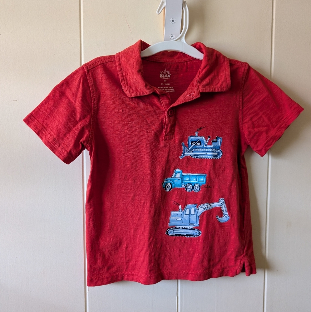 FREE If Bundle 🏗️👷‍♂️ Red Polo with Construction Vehicles